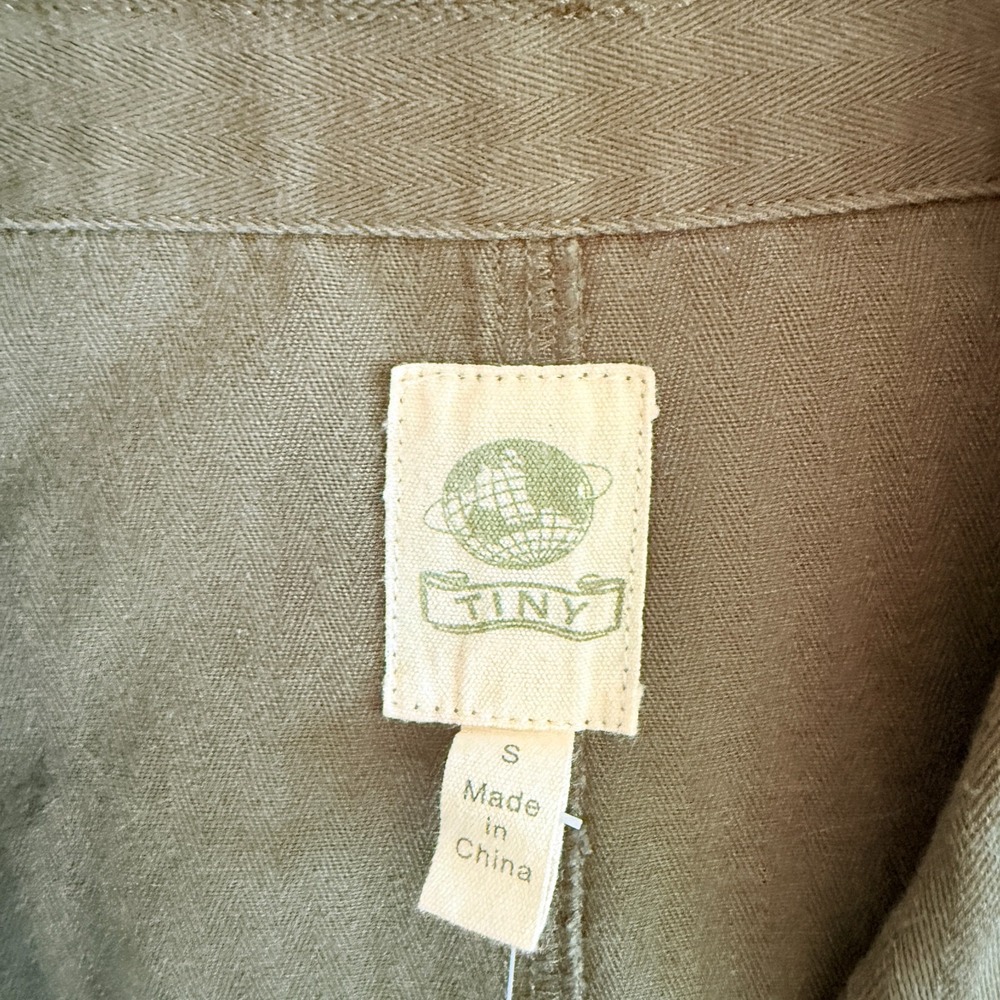 Tiny Leslie by Anthropologie Jacket sz Small Embroidered Dark Green Utility - Picture 6 of 13